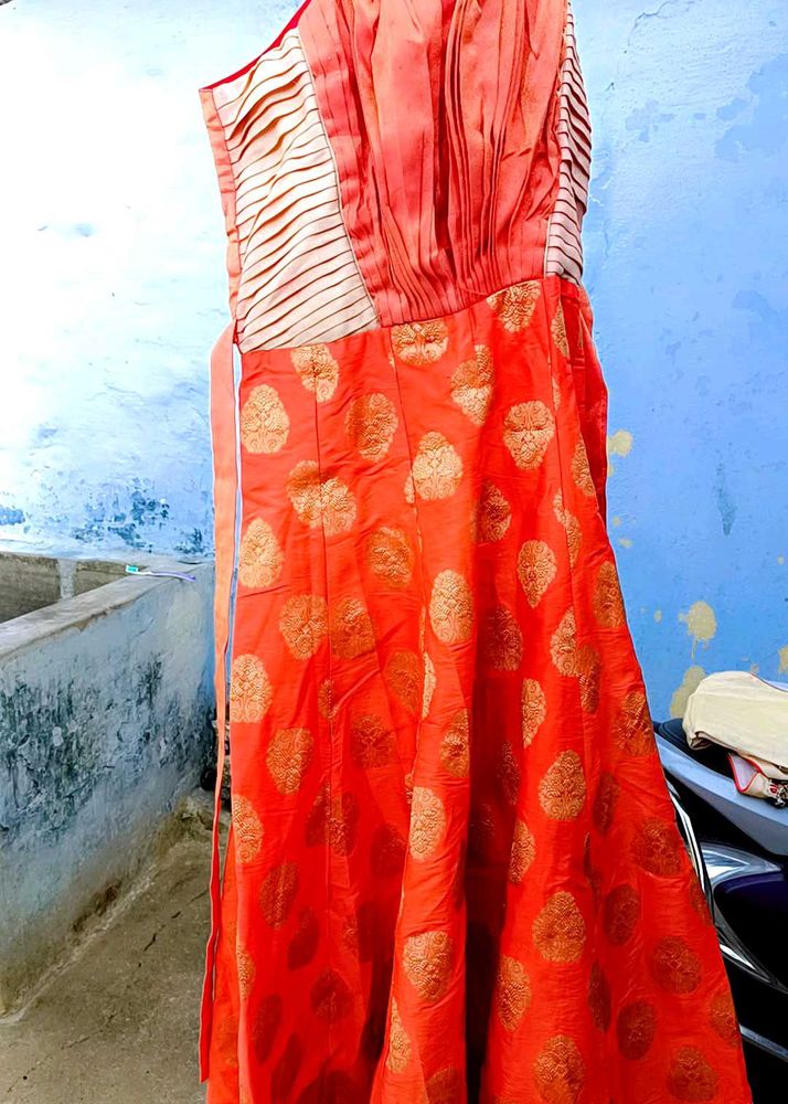 Orange &amp; Gold Brocade Dress
