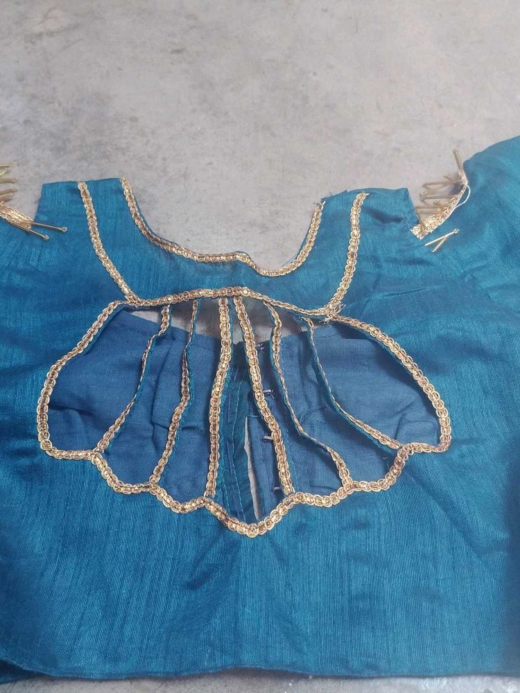 Teal Blouse with Gold Trim