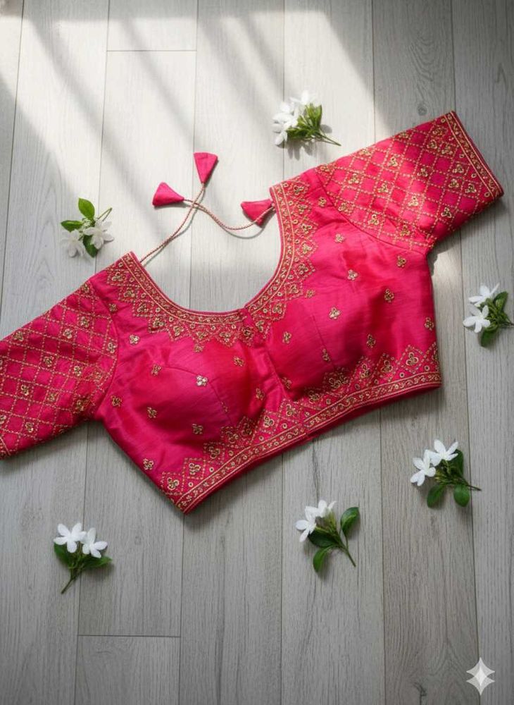 Elegant Pink Embroidered Blouse