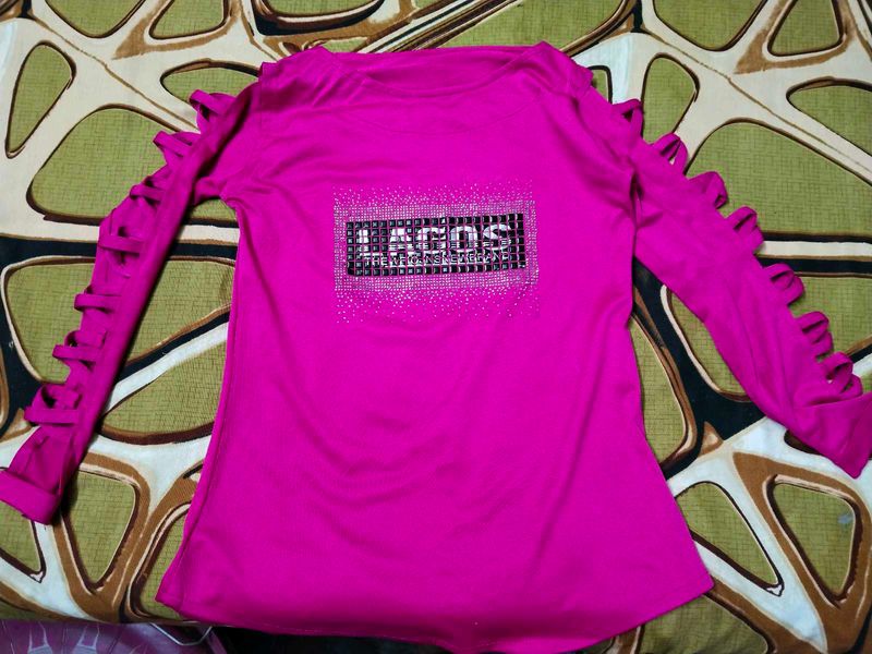 Pink Top with Cutout Sleeves