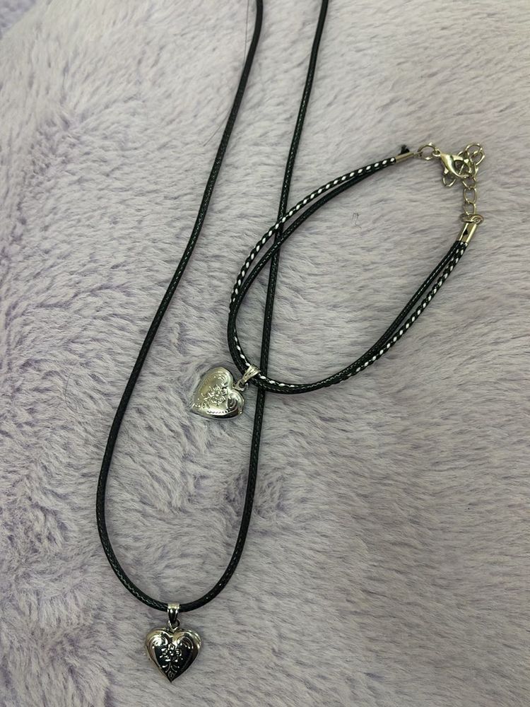 Lovers heart pendant &amp; Bracelet 🖤