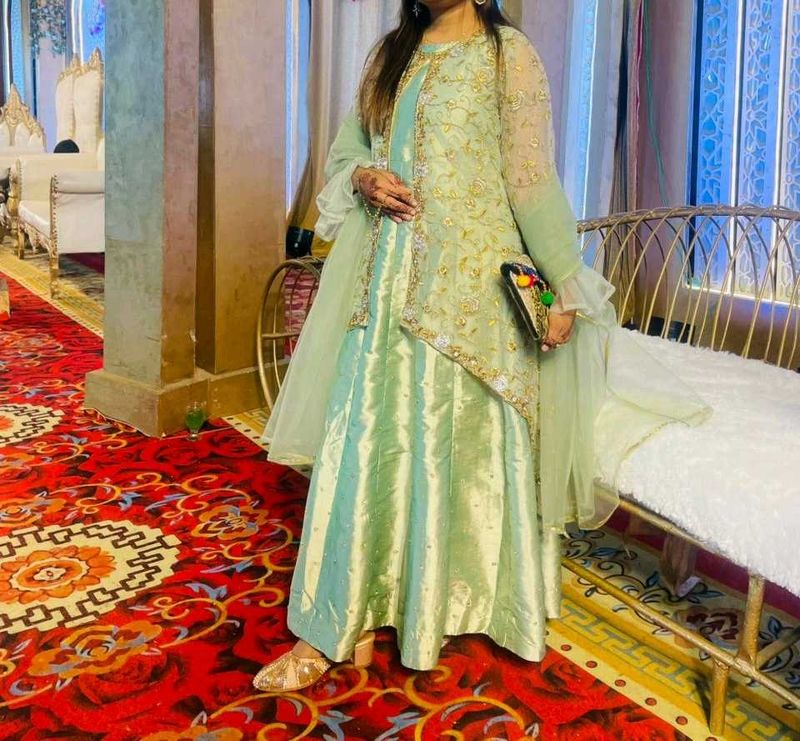 Elegant Mint Green Ethnic Gown