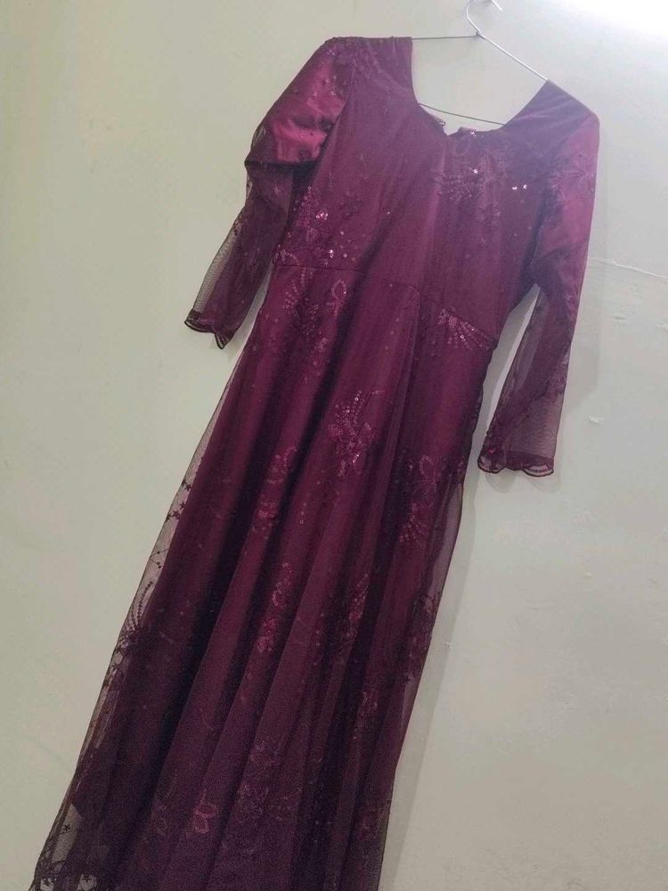Elegant Maroon Ethnic Gown