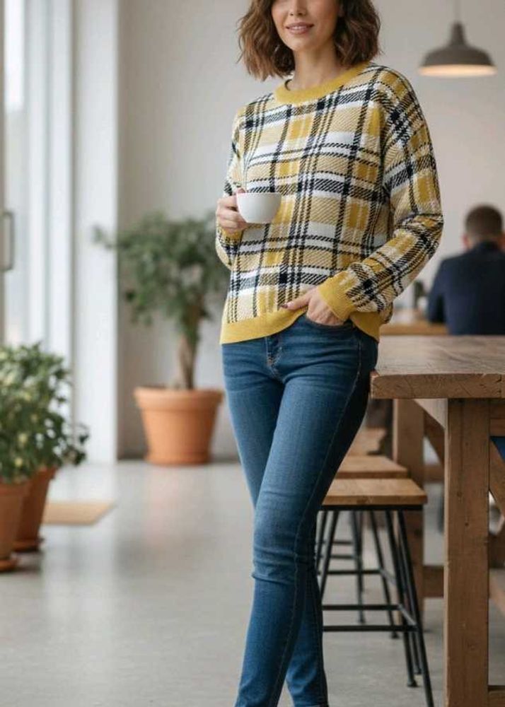 H&amp;M Plaid Knit Sweater - Cozy &amp; Stylish