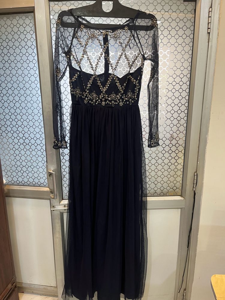 STREET 9 Navy Blue Embellished Maxi Dress