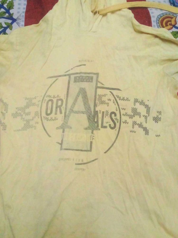 Yellow Graphic Print Hoodie