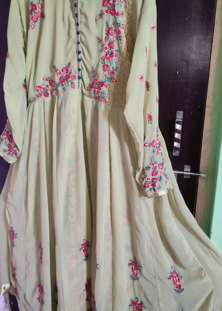 BEIGE EMBROIDERED ANARKALI