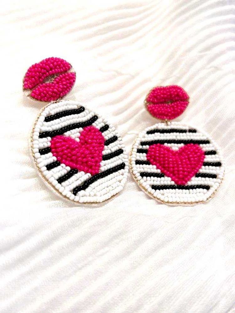 Striped Heart Earrings💕