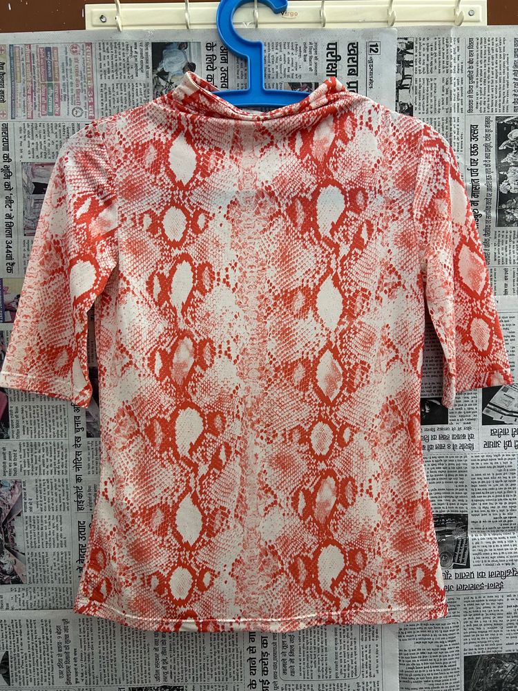 MANGO Snakeskin Print Top