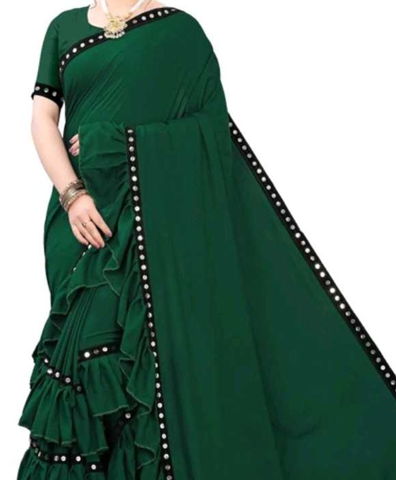 Elegant Green Saree Unstitched Blouse