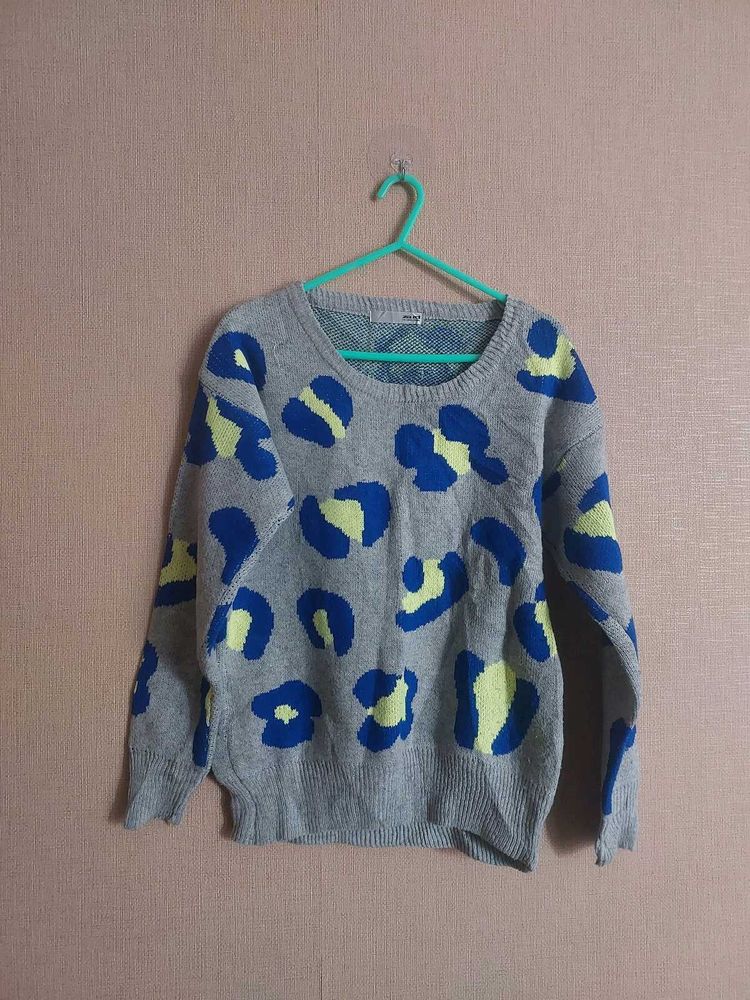 Animal Print Blue Sweater