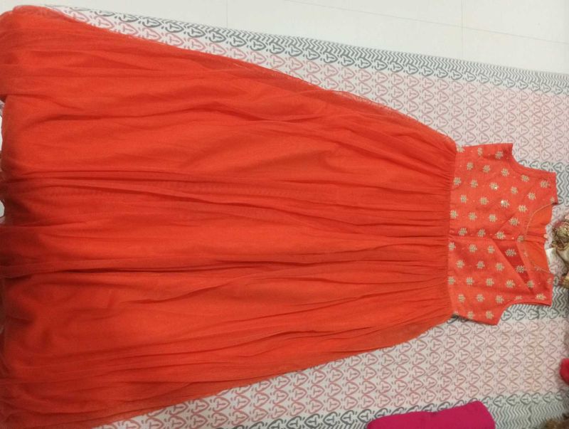 Orange Gold-Embroidered Dress