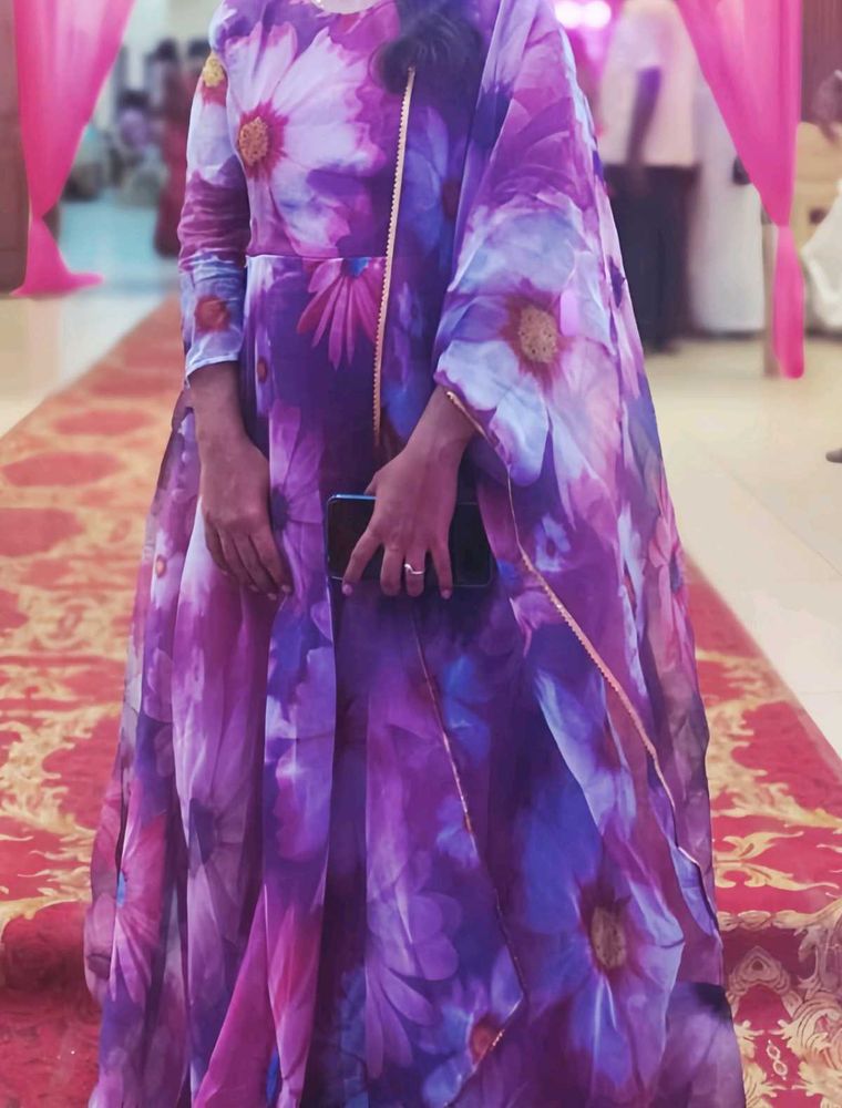 Floral Print Anarkali Dress