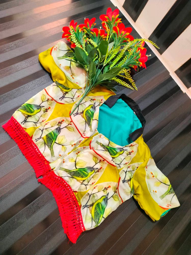 Designer Digital Print Blouse 💚💛