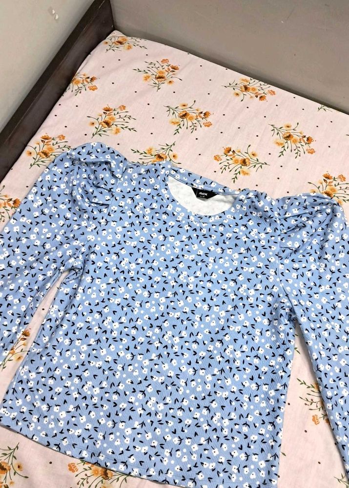 Max Floral Print puff sleeves Top