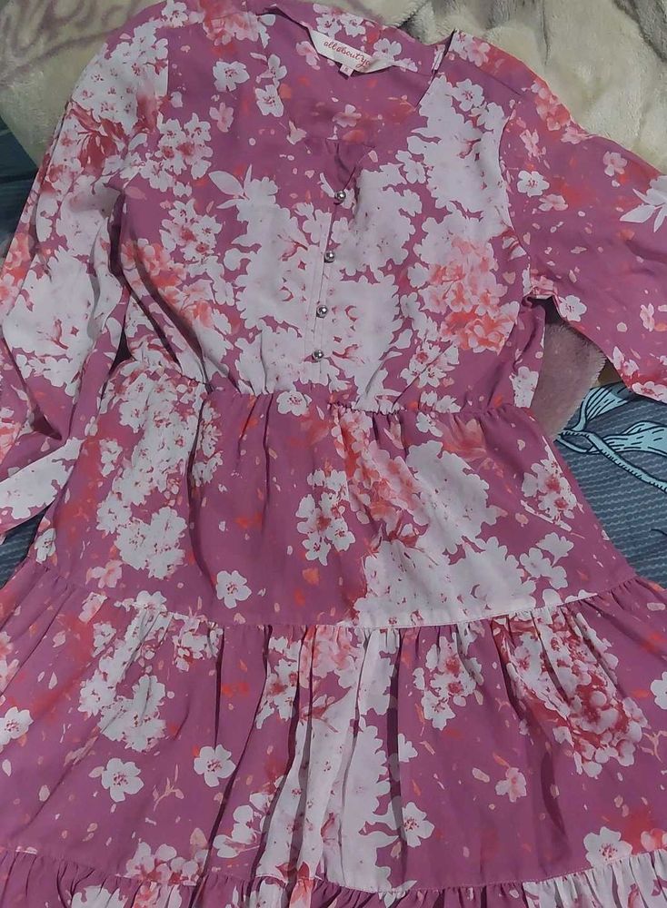 Floral Print Tiered Mini Dress
