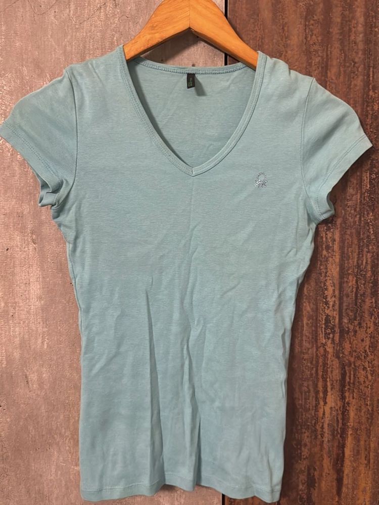 Light Blue V-Neck Tee