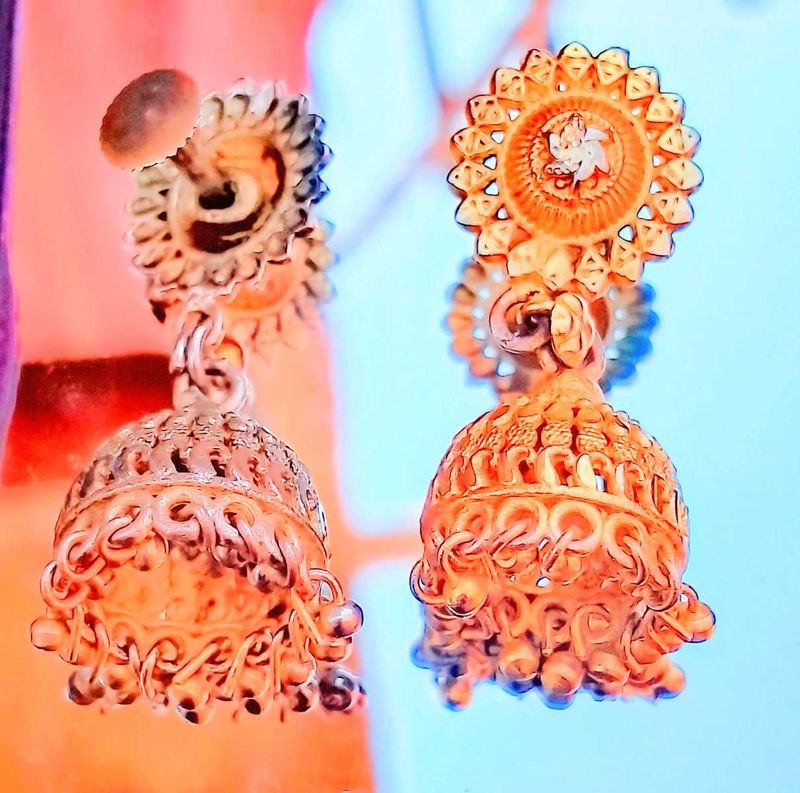 Gold Jhumka Earrings