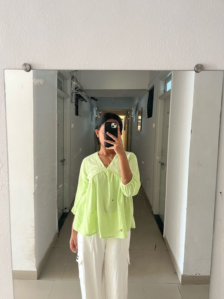 Lime Green V-Neck Top