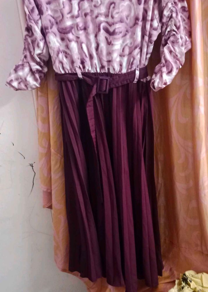 Belted Pleated Dress