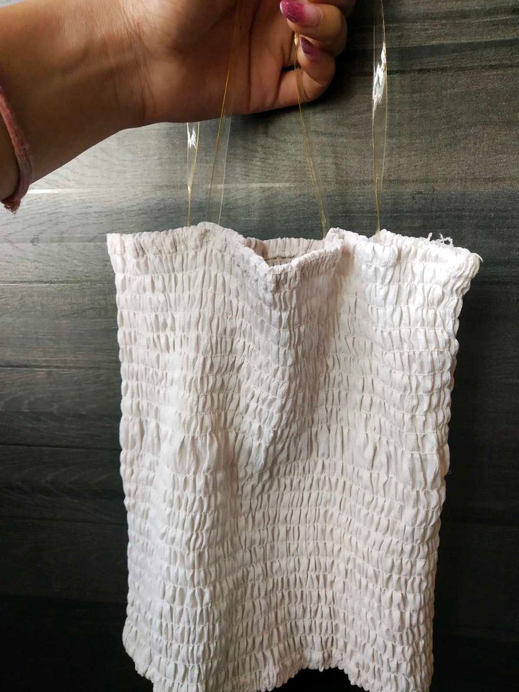 White Smocked Shoulder top