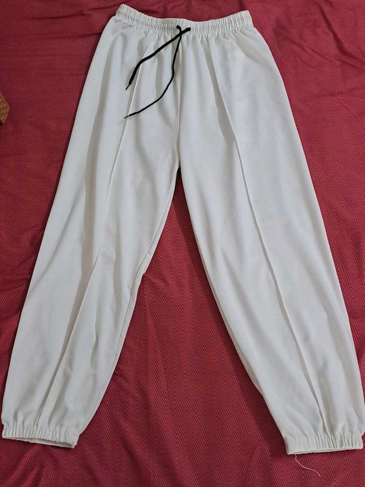 White Drawstring Korean Pants