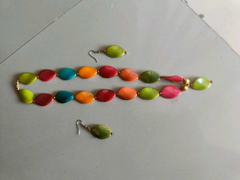 Colorful Stone Necklace &amp; Earring Set