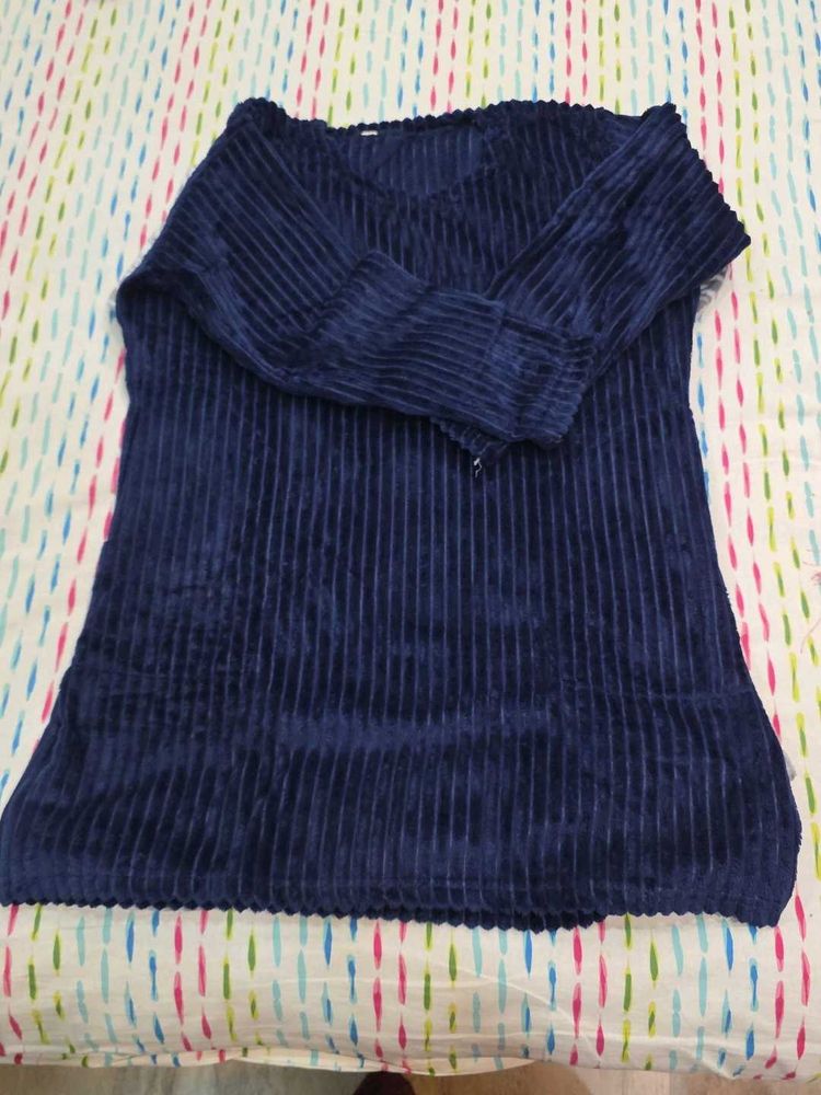 Navy Blue Corduroy Top