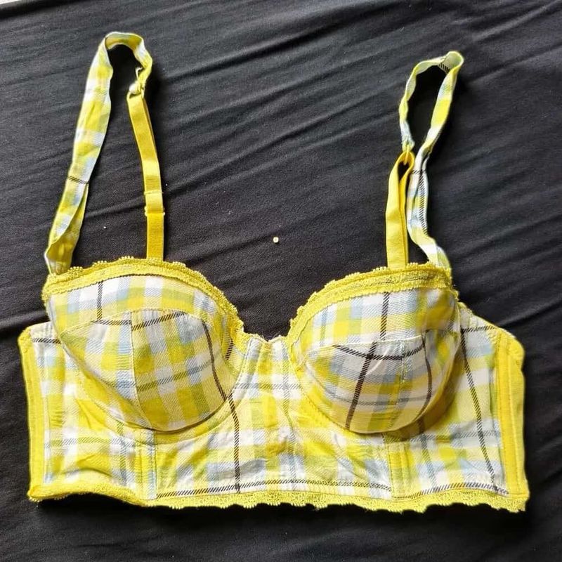 Yellow Plaid Bra