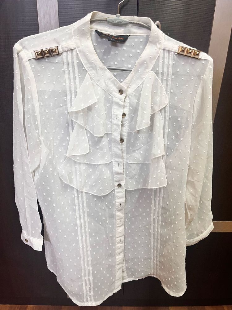 Elegant White Ruffle Top