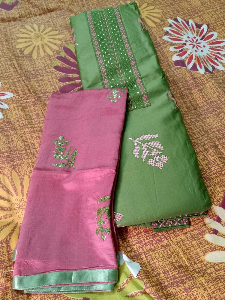 Neck Embroidered Dress Material For Women