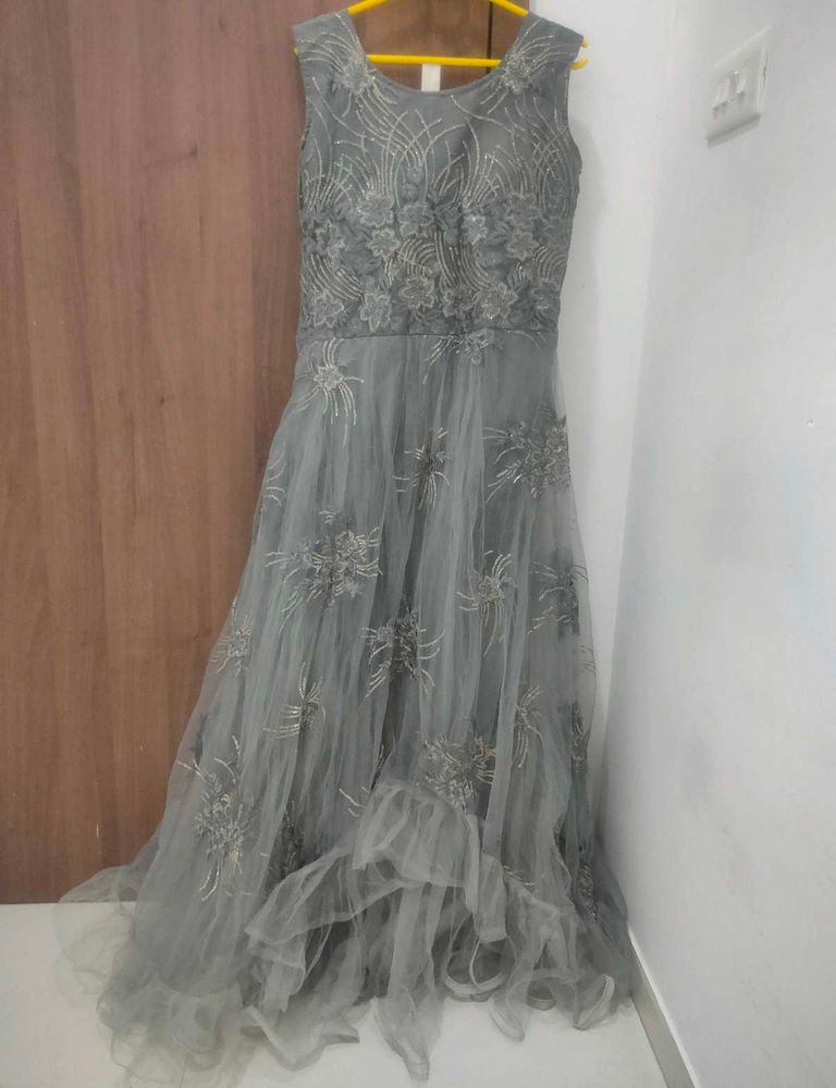 Elegant Grey Evening Gown