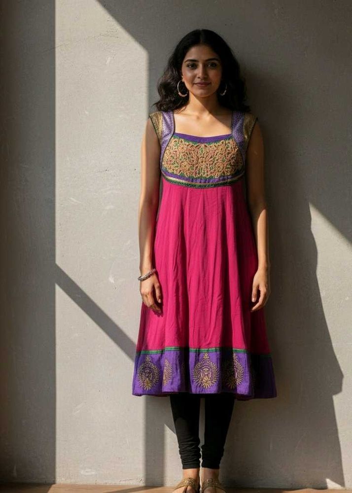 Royal Magenta &amp; Purple Kurta with  Gold Embroidery