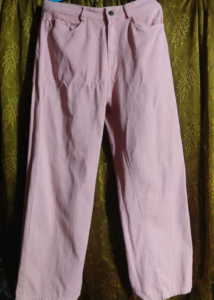 Pink Wide Leg Jeans