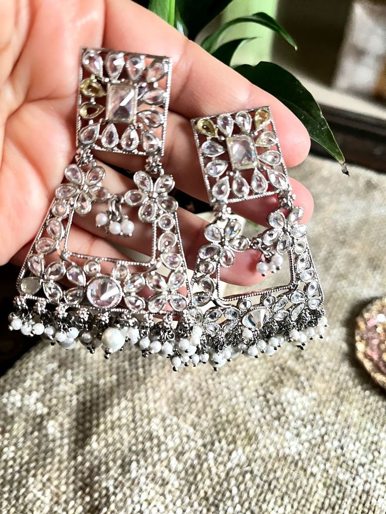 Statement Silver Drop Earrings