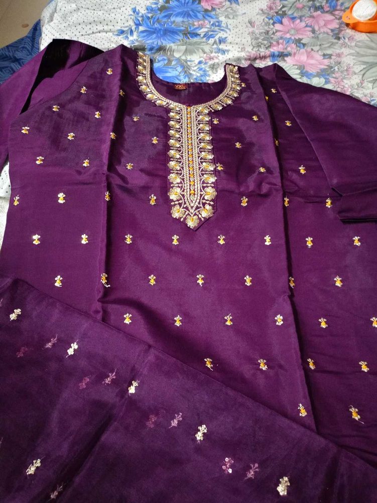 Purple Embroidered Salwar Kameez Suit