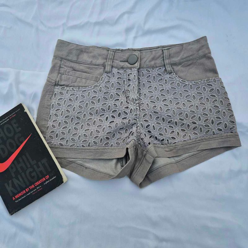 Cutout Denim Shorts