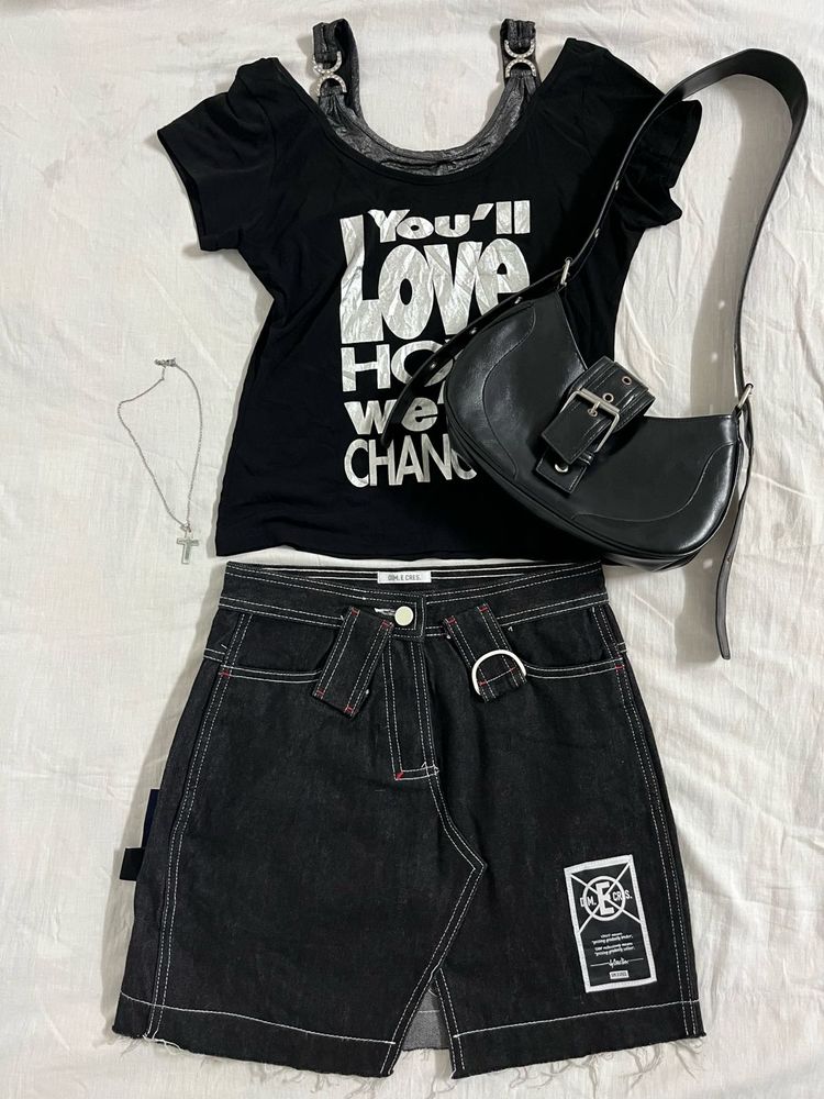 Black Denim Skirt