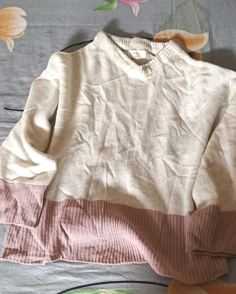 Cream &amp; Pink Knit Pullover