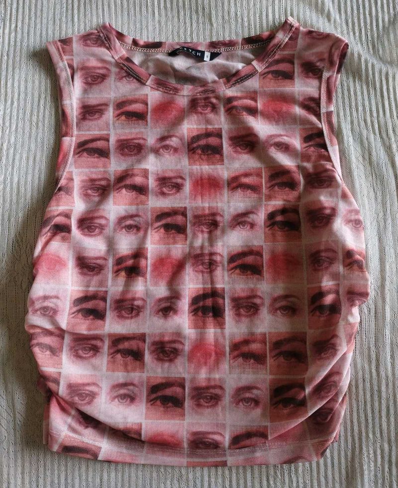 Ketch Eye Print Mesh Top