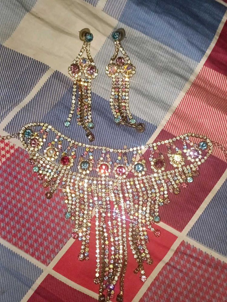 Rhinestone Necklace &amp; Earring Set