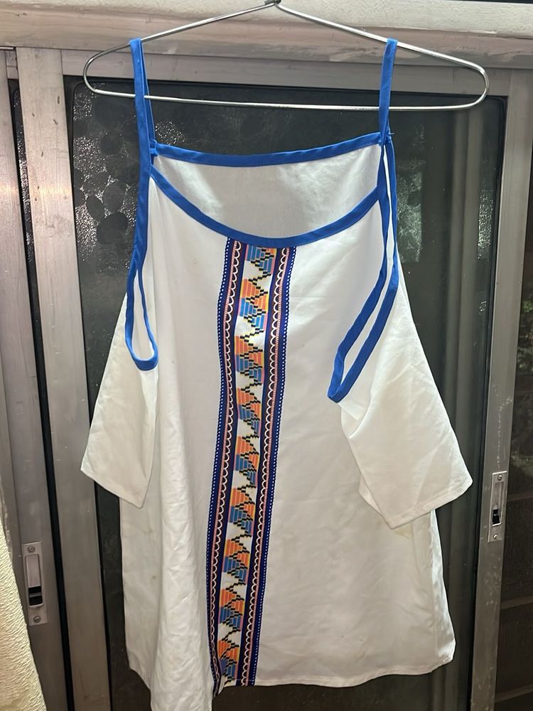 White Top with Tribal Embroidery