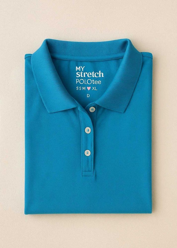 Comfort Fit Blue Short Sleeve Polo T-Shirt Women