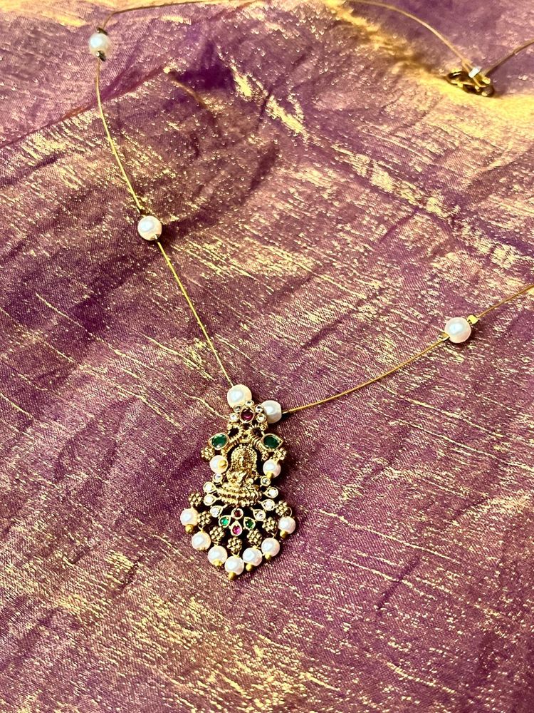 Elegant Pearl Lakshmi Pendant Necklace