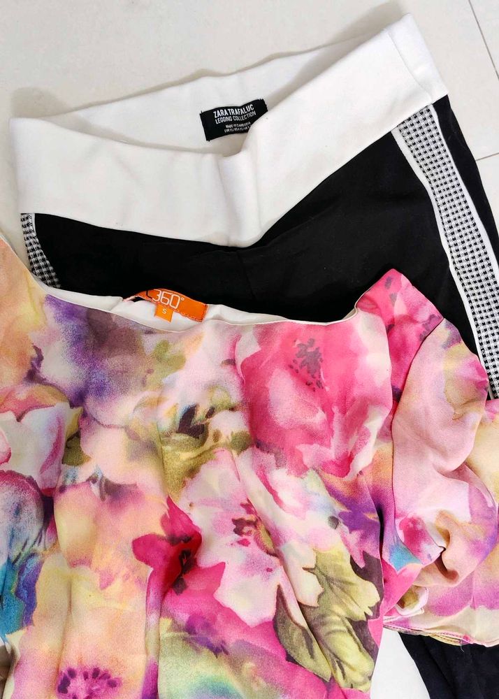 Floral Top &amp; Black Pants Set