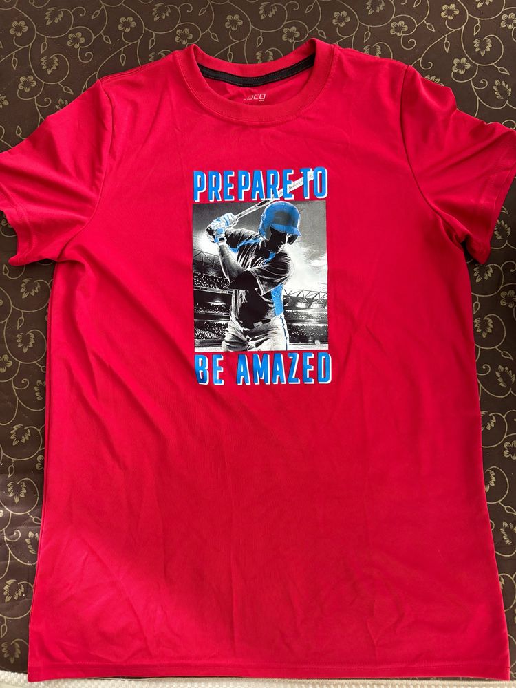 Printed Red Imported fabric tee