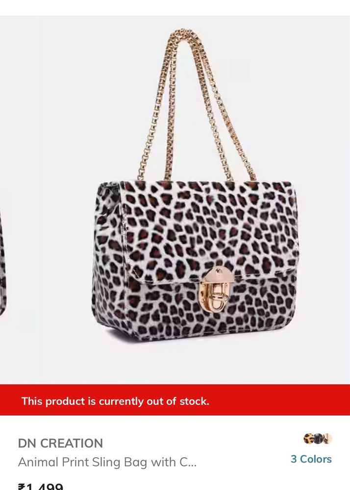 Animal Print Sling Bag With Chain