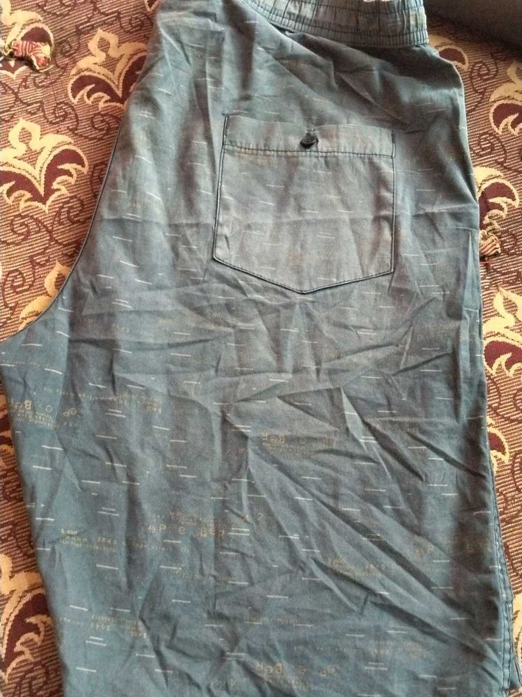 Blue Graphic Print Shorts