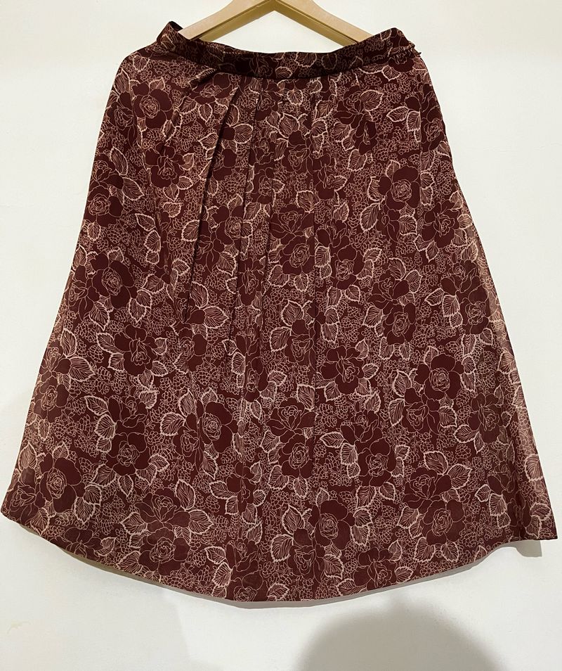 Floral Print A-Line Midi Skirt