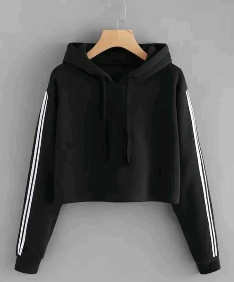 Striped Sleeve Black Hoodie